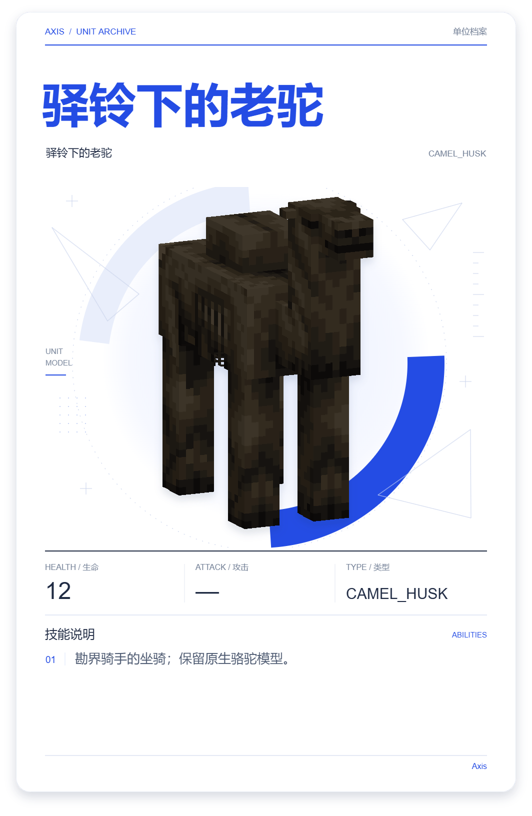 驿铃下的老驼 · 单位展示卡